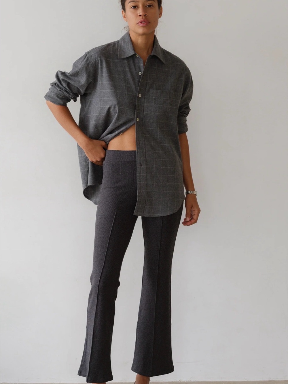 Donni Charcoal Rib Kick Flares